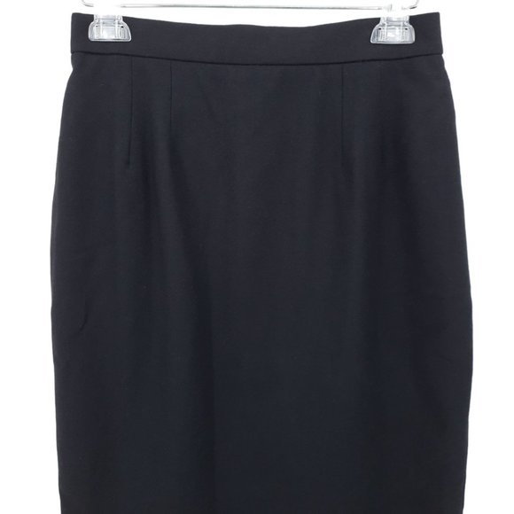 VTG 70s Panther Solid Black Wool Straight Cut Pencil Skirt Size M Short Lined - Picture 3 of 11